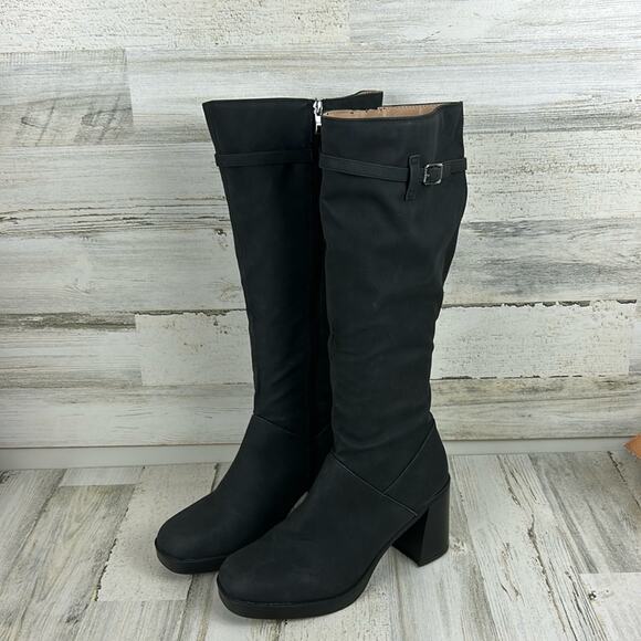 Journee Collection Shoes - Journee Collection Women’s 11 Black Faux Leather Knee High Heeled Boots NEW